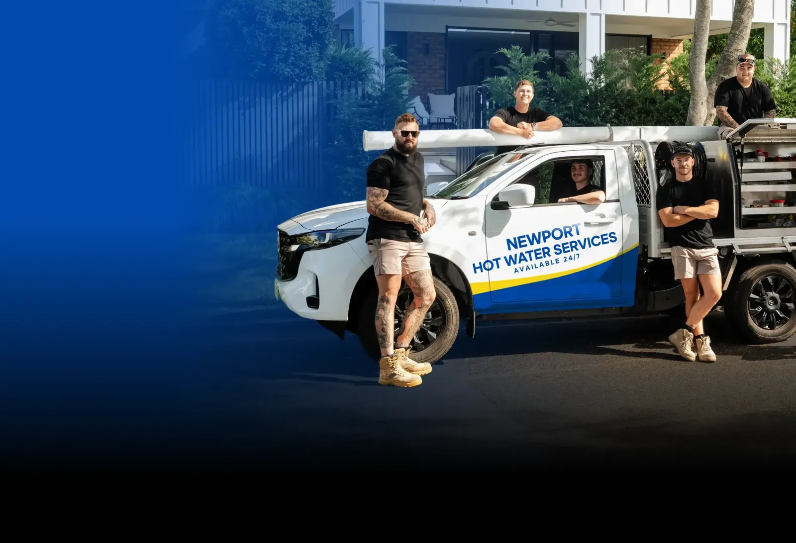 Newport Hot Water Services team with the ute